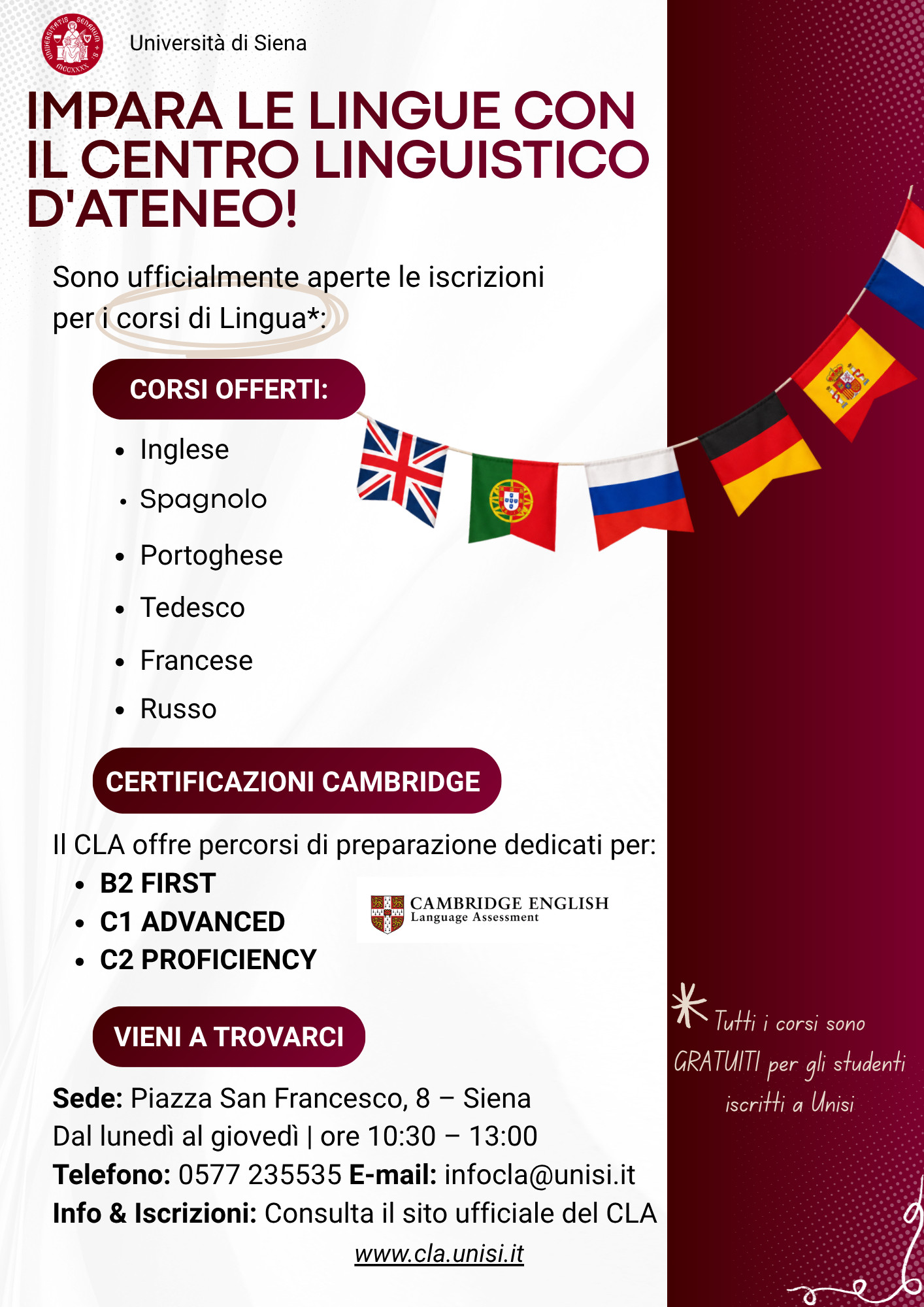 Impara le lingue con il Centro Linguistico d'Ateneo